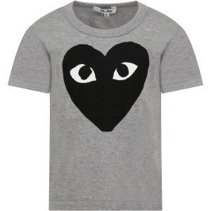Comme des Garçons Play Grey T-shirt For Kids With Logo