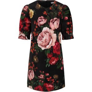 Dolce & Gabbana Black Girl Dress With Colorful Baroque Flowers