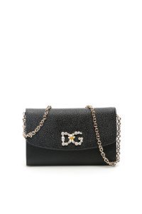 Dolce & Gabbana Crystal-embellished Leather Logo Mini Bag