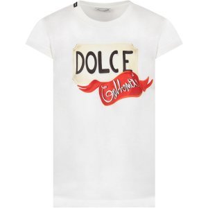 Dolce & Gabbana Ivory Boy T-shirt With Black And White Logo