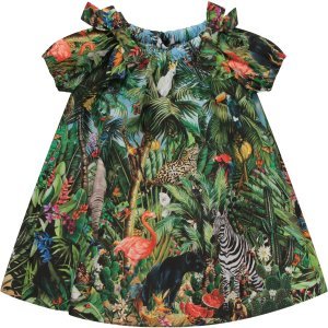 Dolce & Gabbana Multicolor Babygirl Dress With Colorful Animals