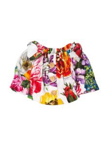Dolce & Gabbana Multicolor Cold Shoulder Flower Top Dolce & gabbana Kids