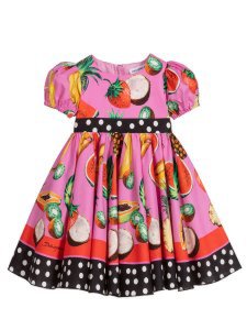 Dolce & Gabbana Pink Dress With fruit Multicolor Press Dolce & gabbana Kids