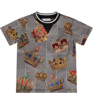 Dolce & Gabbana White And Black Babyboy T-shirt With Crowns