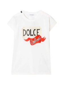Dolce & Gabbana White T-shirt With Multicolor Press Dolce & gabbana Kids