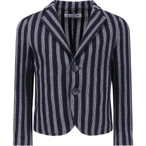 Dondup Blue, light Blue And White Striped Boy Jacket With Iconic D