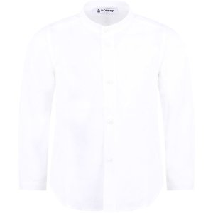 Dondup White Boy Shirt With Black Logo