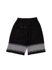 Douuod Black Fabric Bermuda With White Embroidery