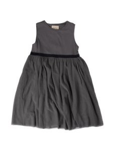 Douuod Gray Dress With Tulle Skirt