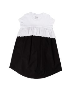 Douuod White And Black Short Sleeve Dress