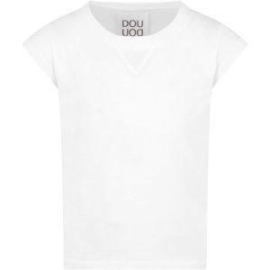 Douuod White T-shirt For Kids With Logo