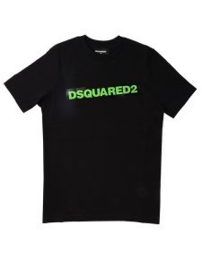 Dsquared2 Black Short Sleeve T Shirt With Fluorescent Green Writing