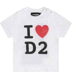 Dsquared2 White Babykids T-shirt With Logo And Heart