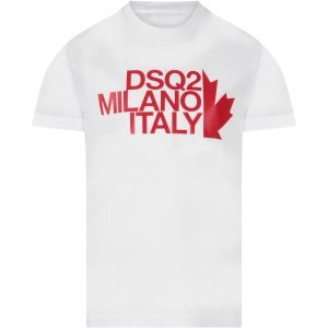 Dsquared2 White Boy T-shirt With Red Logo