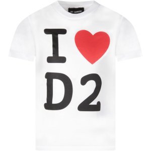 Dsquared2 White Kids T-shirt With Logo And Heart