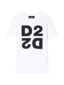 Dsquared2 White Teen T-shirt With Black Press