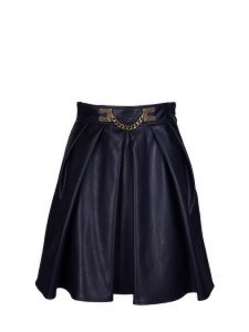 Elisabetta Franchi Celyn B. Faux Leather Circle Skirt With Gold Detailing