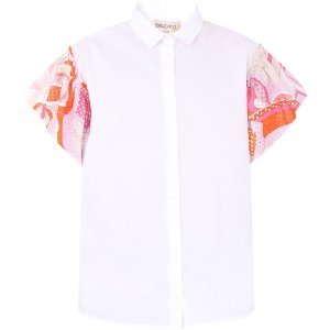 Emilio Pucci White Girl Shirt With Colorful Iconic Print