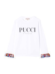 Emilio Pucci White T-shirt With Frontal Logo And Multicolor Details