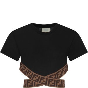 Fendi Black Girl T-shirt With Double Ff