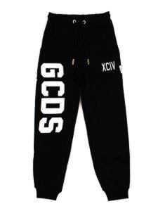 GCDS Black Cotton Embroidered Logo Sweatpants