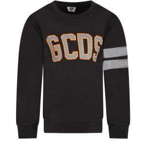 GCDS Mini Black Kids Sweatshirt With Reflective Logo