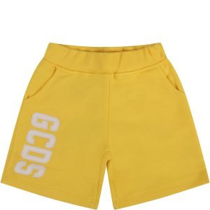 GCDS Mini Yellow Babykids Short With Logo