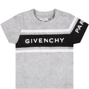 Givenchy Melanged Grey T-shirt With Logo For Baby Boy