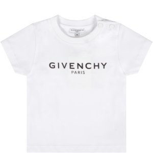 Givenchy White T-shirt With Black Logo For Baby