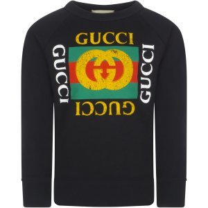 Gucci Black Sweatshirt With Vintage Logo