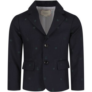 Gucci Blue Boy Jacket With Green Double Gg