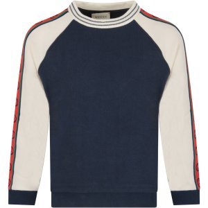 Gucci Ivory And Blue Kids Sweatshirt With Double Gg