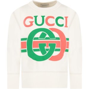 Gucci Ivory Sweatshirt With Logo For Kids