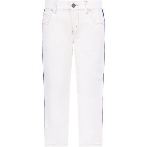 Gucci White Boy Jeans With Red And Blue Web Detail
