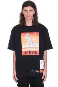 HERON PRESTON Reg Ks Heron T-shirt In Black Cotton