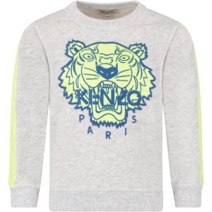 Kenzo Kids Grey Boy Sweatshirt With Iconic Tiger