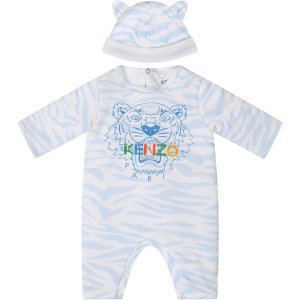 Kenzo Kids Light Blue Suit For Babyboy With Iconic Tiger