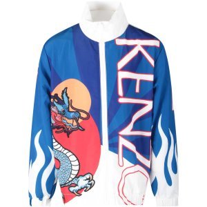 Kenzo Kids Multicolor Boy Windbreaker Jacket With Iconic Dragon