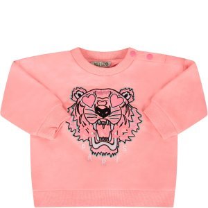 Kenzo Kids Neon Pink Babygirl Sweatshirt With Iconic Tiger