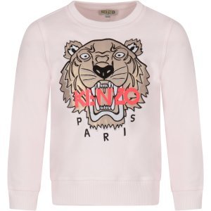 Kenzo Kids Pink Girl Sweatshirt With Iconic Tiger