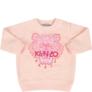 Kenzo Kids Pink Sweatshirt For Baby Girl With Iconic Tiger