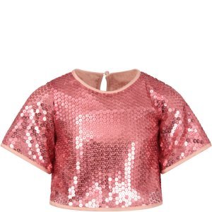 Le Gemelline by Feleppa Pink Girl T-shirt Wiith Sequins