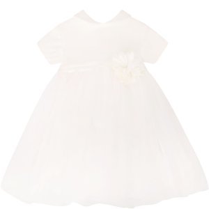 Little Bear Ivory Dress With Bow And Flower