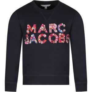 Little Marc Jacobs Blue Girl Sweatshirt With Colorful Logo