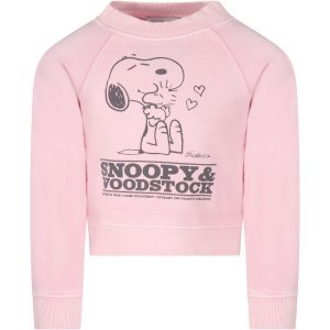 Little Marc Jacobs Pink Sweatshirt For Girl With Peanuts And Snoopy