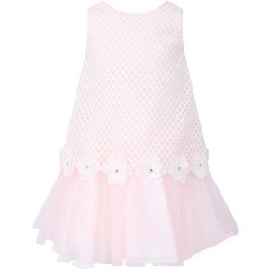 Loredana White And Pink Dress For Girl With Flowers And Rhinestones