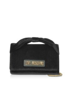 Love Moschino Black Velvet Bow Shoulder Bag