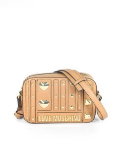 Love Moschino Camel Heart Studs Eco-leather Camera Bag