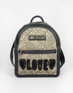 Love Moschino Signature Lurex Canvas And Eco Leather Backpack