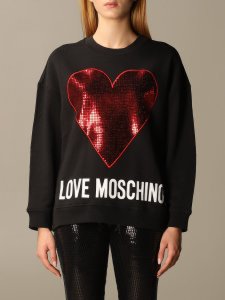 Love Moschino Sweatshirt Crewneck Logo Patch Heart Mirrors